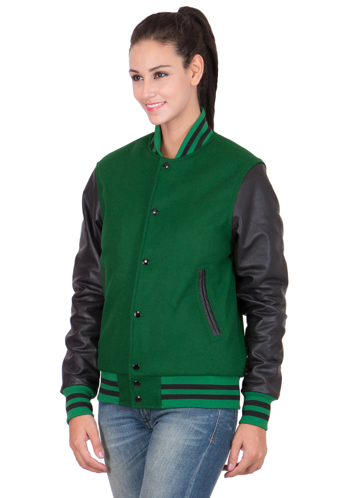 Body Kelly Green Melton Wool Varsity Jacket - Easy Jackets