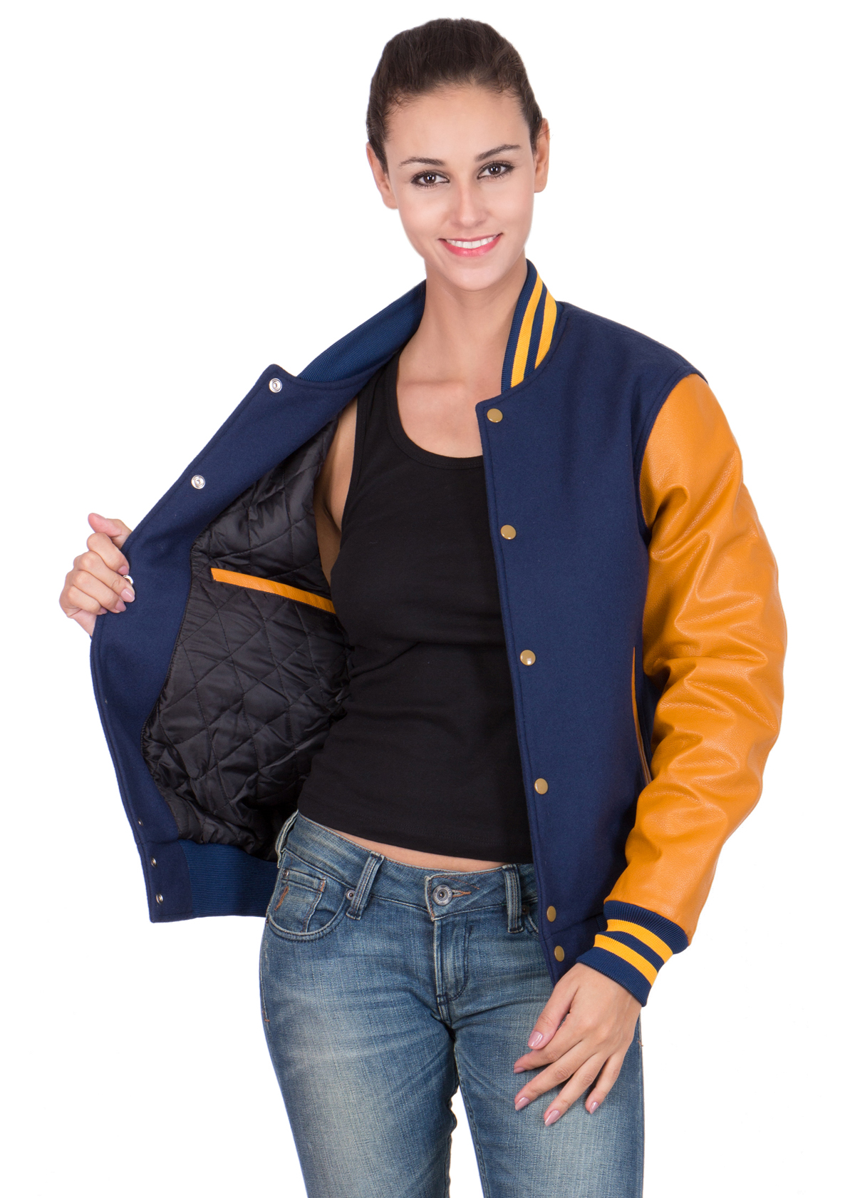 Varsity Base Royal Blue Wool Body & Bright White Leather Sleeves Letterman Jacket , L