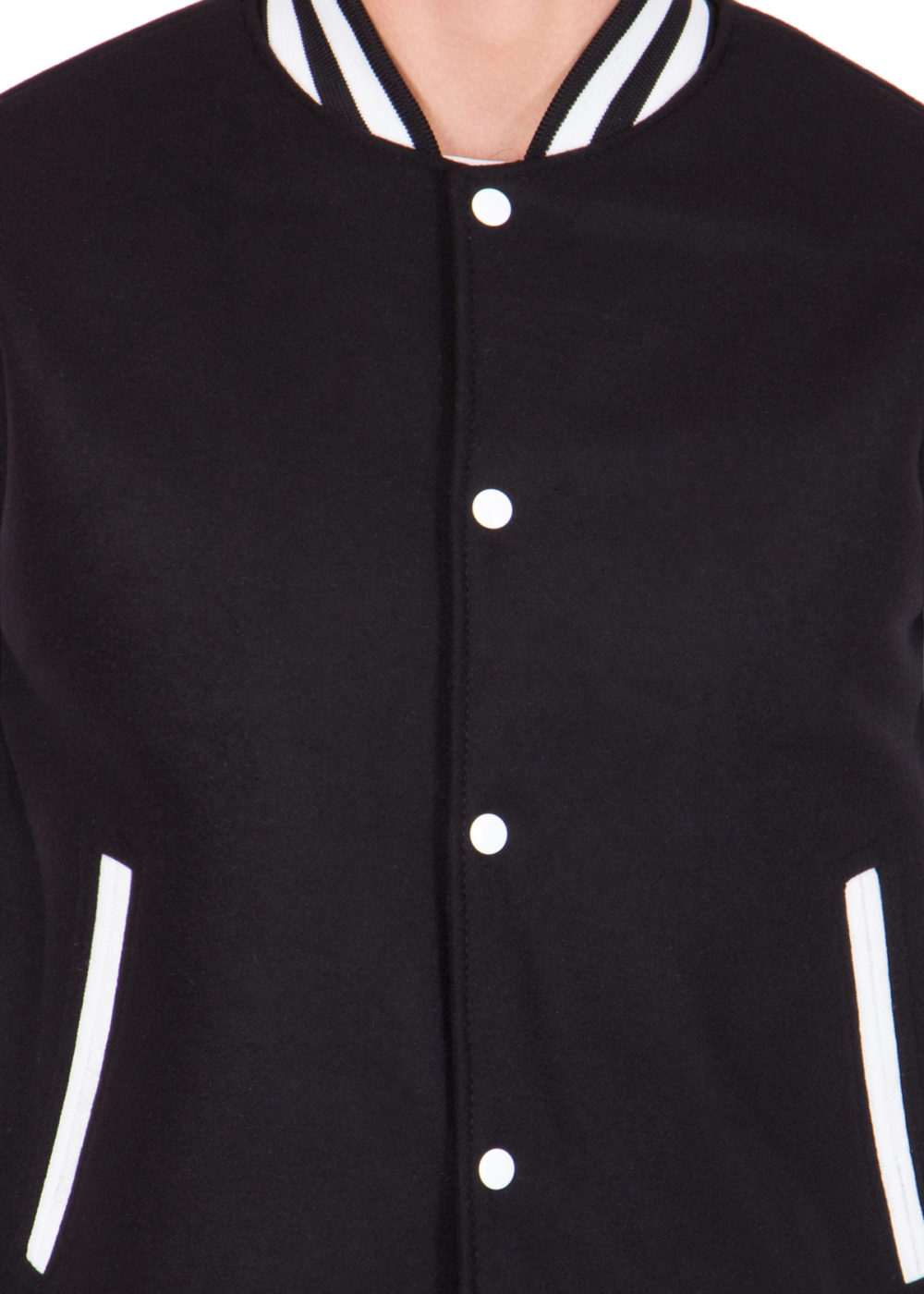 Men's Leather Black and Wool White Varsity Jacket - HJacket
