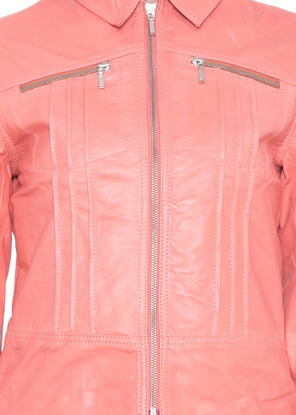 PINK CORAL FULL LEATHER JACKET-WOMEN